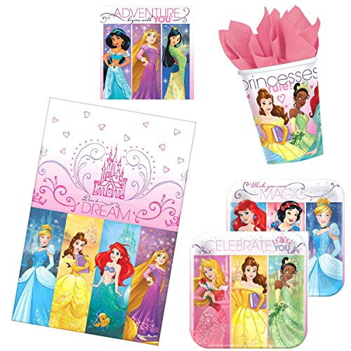 Disney Princess Dream Big Birthday Party Supplies for 16 Guests with Childrens Party Planning eBook (Basic ParteePak)