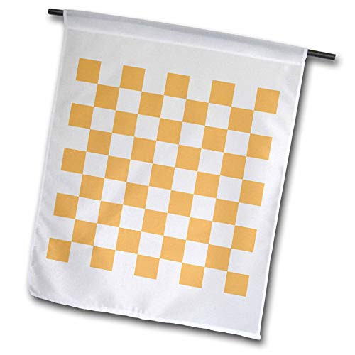 3dRose InspirationzStore Patterns - Checkered Orange and White Squares Pattern - Check Checked Checkerboard Chessboard Mosaic - 12 x 18 inch Garden Flag -fl-154538-1-