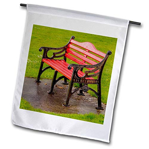 3dRose Danita Delimont - Decor - Ireland- red Bench - 12 x 18 inch Garden Flag -fl-313677-1-