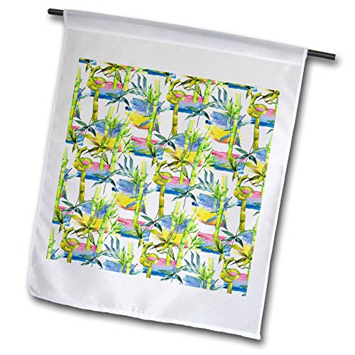 3dRose Anne Marie Baugh - Patterns - Image of Watercolor Bamboo On Image of Paint Splash Pattern - 12 x 18 inch Garden Flag -fl-323052-1-