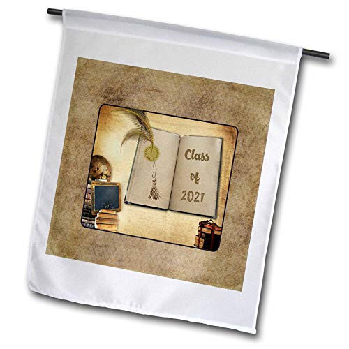 3dRose Image of Vintage Globe- Blackboard- Pen- Tassel on Open Book- 2021 - Flags -fl-346194-1-