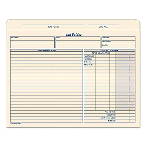 TOPS Jacket Style Job Folders- Straight- Index Top Tab- Letter- Manila- 20/Pack