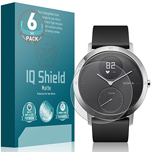 IQ Shield Matte Screen Protector Compatible with Nokia Steel HR -40mm--6-Pack- Anti-Glare Anti-Bubble Film