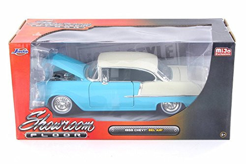 1955 Chevy Bel Air Hard Top, Turquoise Blue - Jada 98886-MJ - 1/24 Scale Diecast Model Toy Car