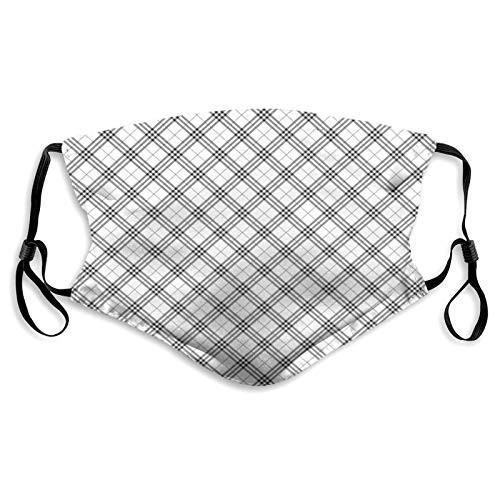 Funny Print Breathable Mouth Masks-Hip Hop Dust Face Masks Monochromatic Diagonal Pattern With Checks And Stripes Dashed Lines Celtic Classic-Washable And Reusable Windproof Masks-M
