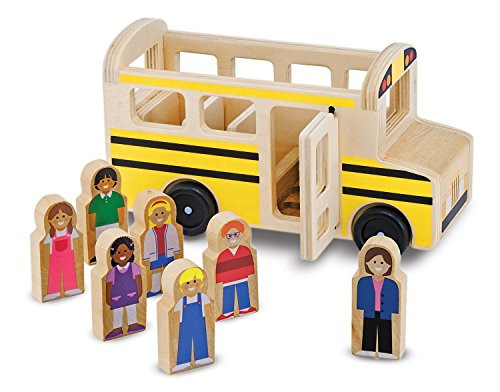 Wooden School Bus 8-Piece Play Set + FREE Melissa & Doug Scratch Art Mini-Pad Bundle [93958]