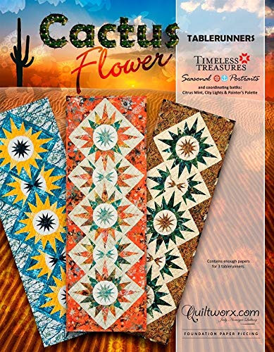 Foundation Paper Piecing JNQ98P Cactus Flower Tablerunner pattern