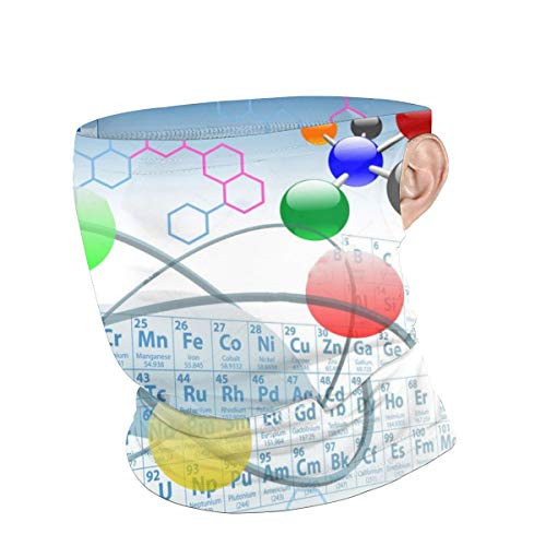 SLHFPX Chemical Periodic Table Atoms Face Mask Bandana Ear Loops Face Balaclava Scarf Neck Gaiters for Dust Mask Men Women