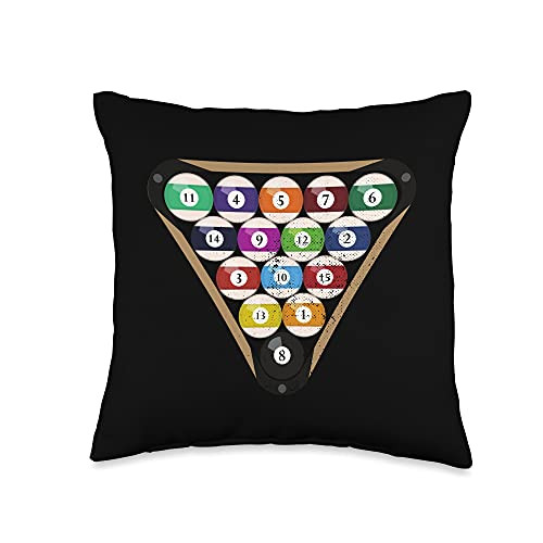 Funny Billiard Pool Player Snooker Sports Designs Funny Cue Ball Design Billiard Pool Player Snooker Throw Pillow- 16x16- Multicolor