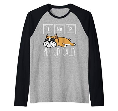 Funny Science I NAP Periodic Table Meme Meh Boxer Dog Gift Raglan Baseball Tee