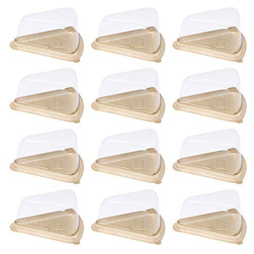 Cabilock 100pcs Cheesecake Pie Containers Holder Triangle Cake Slice Container Transparent Mousse Cake Boxes Fruit Dessert Box for Small Pies Cakes