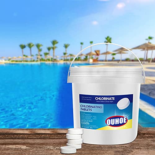 Swimming Pool Chlorinating Tabs- 300Pcs / Bucket Long Lasting Chlorinated Tabs- Above Ground Pool Chlorinated Tabs Cleaner- Hot Tub  and  Spa Maintenance Kit- Improve Water Quality Chlorinate Tablets