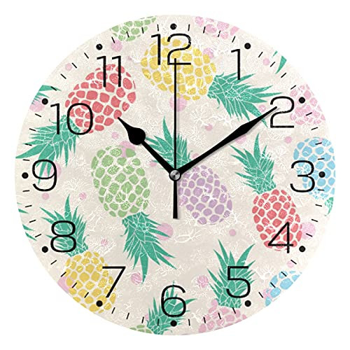 Tarity Cute Colorful Pineapples Wall Clocks Battery Operated Non Ticking Silent Wall Clock Modern Round Decorative Wall Clock for Living Room Kitchen Bedroom Office School Classroom Farmhouse Decor Tarity Cute Colorful Pineapples Wall Clocks Battery Operated Non Ticking Silent Wall Clock Modern Round Decorative Wall Clock for Living Room Kitchen Bedroom Office School Classroom Farmhouse Decor