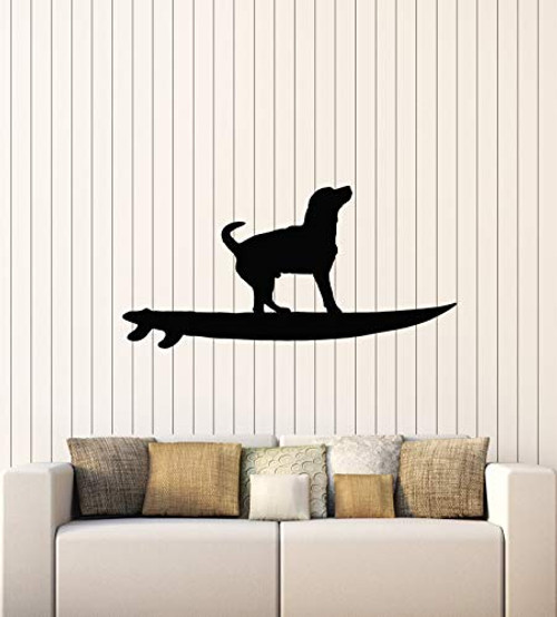Large Vinyl Wall Decal Surfer Dog Surfboard Surfing Beach Decoration Stickers Mural -g2043- Black Large Vinyl Wall Decal Surfer Dog Surfboard Surfing Beach Decoration Stickers Mural -g2043- Black