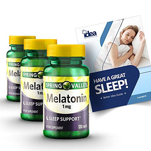 Melatonin Fast Dissolve Tablets- Sleep Support by Spring Valley- 1 mg- 120 Ct -3 Pack-  Plus Better Idea Guide©
