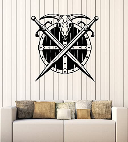 Vinyl Wall Decal Shield Sword Hunting Horn Man Hobby Stickers Mural Large Decor -g5612- Black