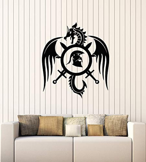 Vinyl Wall Decal Dragon Shield Weapons Man Cave Greek Warrior Stickers Mural Large Decor -g3688- Black Vinyl Wall Decal Dragon Shield Weapons Man Cave Greek Warrior Stickers Mural Large Decor -g3688- Black