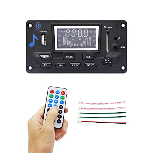 RIIEYOCA Bluetooth Audio Decode Board- Comes with Remote Control Support SD Card u-Disk Storage Card FM Radio/AUX- Hands-Free Calling Lossless Audio Player Audio Module