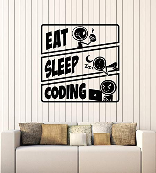 Vinyl Wall Decal Eat Sleep Coding Teenager Play Room Tablets Stickers Mural Large Decor -g3409- Black Vinyl Wall Decal Eat Sleep Coding Teenager Play Room Tablets Stickers Mural Large Decor -g3409- Black
