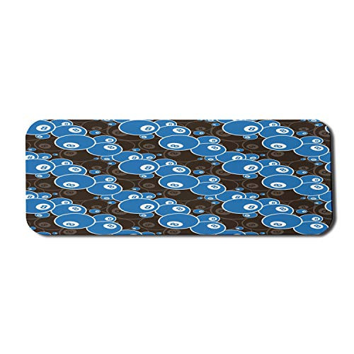 Lunarable Billiard Computer Mouse Pad- Creative Continuous Pool Game Pattern of 8 Balls- Rectangle Non-Slip Rubber Mousepad Large- 31" x 12" Gaming Size- Brown Ceil Blue