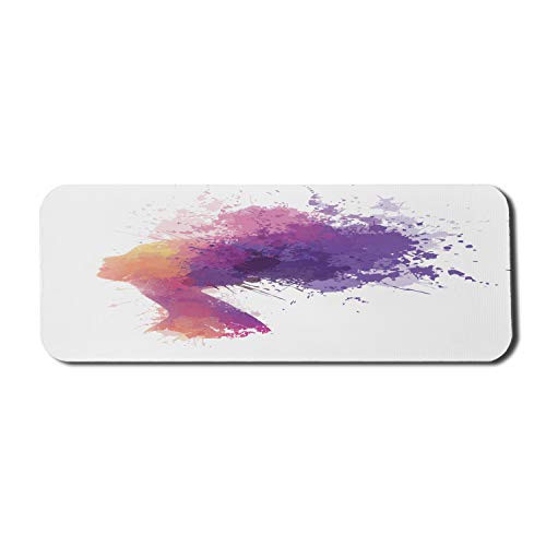 Lunarable Abstract Face Computer Mouse Pad- Colorful Paint Splashes Feminine Beauty Splotches Hair Artwork Image- Rectangle Non-Slip Rubber Mousepad Large- 31" x 12" Gaming Size- Multicolor