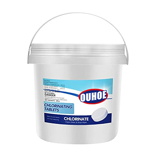 300Pcs / Bucket Chlorine Tabs- Long Lasting Chlorinating Tablets- Chlorine Pool Tablets- Chlorinate Maintenance Kit for Above Ground Pools- Hot Tub  and  Spa Chlorinated Tabs to Improve Water Quality