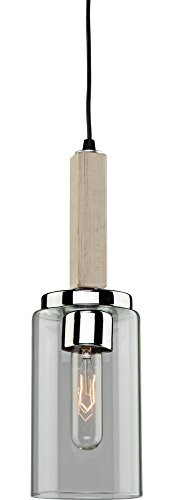 Artcraft Lighting Artcraft AC10840LC Canyon Creek 1 Authentic Pine Pendant, Natural Light Wood & Chrome