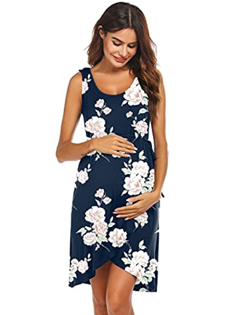 Ekouaer 3 in 1 Nursing Dress Sleeveless Maternity Labor Delivery Gown Hospital Breastfeeding Nightgown Ekouaer 3 in 1 Nursing Dress Sleeveless Maternity Labor Delivery Gown Hospital Breastfeeding Nightgown