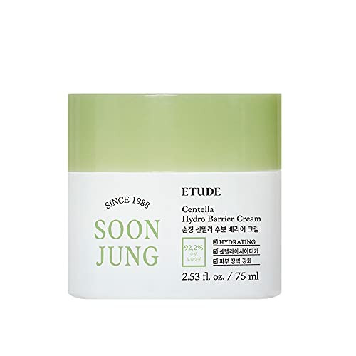 ETUDE SoonJung Centella Hydro Barrier Cream 75ml/2.5fl.oz - Hydro Barrier Cream Gently Soothes Stressed Skin Caused By Dryness - Daily Facial Cream For All Skin Types - Free Of Harmful Ingredients