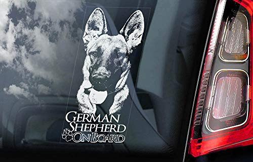 German Shepherd on Board Clear Decal Sticker for Car Window- Security Alsatian K9 Dog Sign Decal