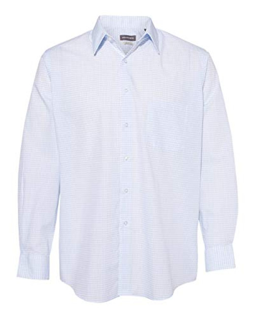 Van Heusen B48797103 Broadcloth Point Collar Check Shirt44- Blue Frost Combo - Small