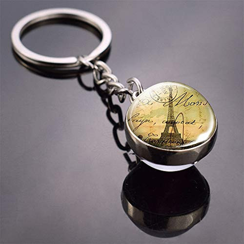 Kytrun Eiffel Tower Keychain Paris Eiffel Tower Picture Glass Ball Key Chain Key Pendant for Men for Women Paris Travel Gift Size 4