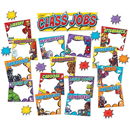 Eureka Marvel Avengers Student Class Jobs Bulletin Board Set and Classroom Decorations for Teachers- 46pcs