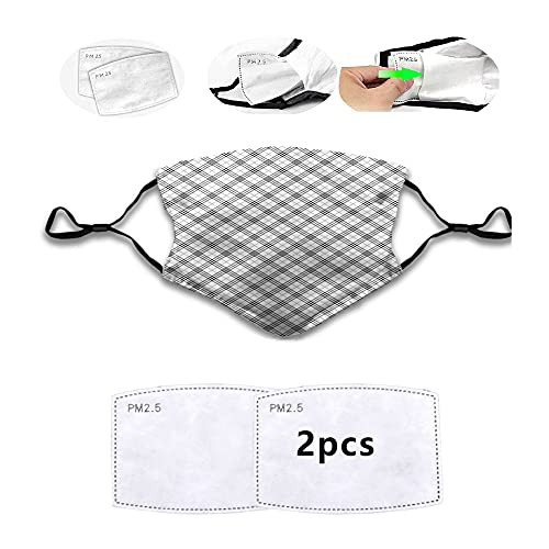 Fillter Face Cloth For Monochromatic Diagonal Pattern with Checks and Stripes Dashed Lines Celtic Classic Cold Mouth Dustproof Double Protection
