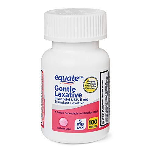 Women's Laxative Tablets- Bisacodyl 5mg 200ct -Two 100ct Bottles- by Equate Compare to Dulcolax Pink