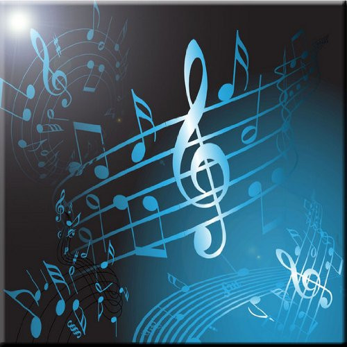Rikki Knight Blue Music Notes Sheet Design Ceramic Art Tile, 6" x 6"