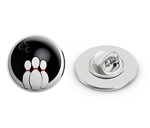 BRK Studio Simple Bowling Ball and Pins Cartoon Round Metal 0.75" Lapel Pin Hat Shirt Pin Tie Tack Pinback