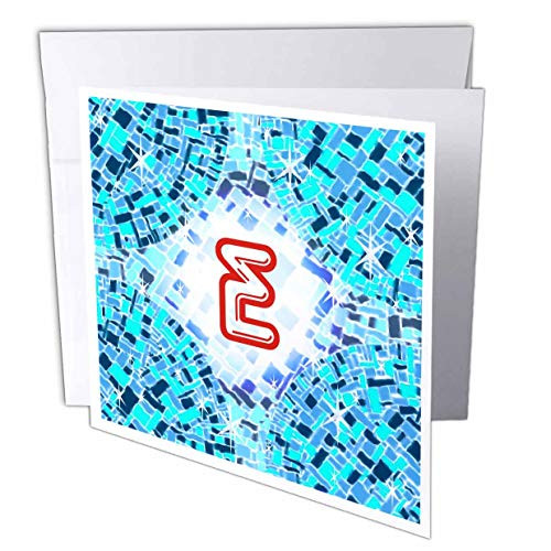 3dRose Russ Billington Monograms-Swimming Pool- Initial E - Initial E- Swimming Pool Reflections with Pool Float Initial in Red - 6 Greeting Cards with envelopes -gc-300104-1-