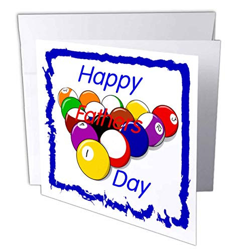 3dRose Lens Art by Florene - Fathers Day - Image of Colorful Pool Balls with Happy Fathers Day Blue Edge - 6 Greeting Cards with envelopes -gc-310639-1- 3dRose Lens Art by Florene - Fathers Day - Image of Colorful Pool Balls with Happy Fathers Day Blue Edge - 6 Greeting Cards with envelopes -gc-310639-1-