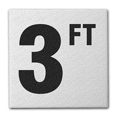 Aquatic Custom Tile Ceramic Swimming Pool Deck Depth Marker 3 FT Abrasive Non-Slip Finish- 4 inch Font