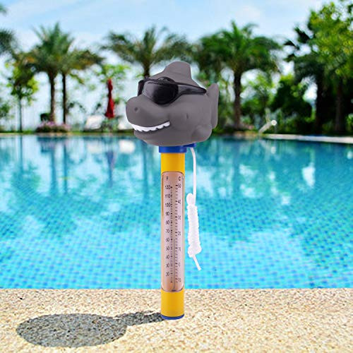Floating Pool Thermometer- Swimming Pool Thermometer with String- Floating Water Thermometer for Swimming Pool- Bath Water- Spas- Hot Tubs- Aquariums  and  Ponds -Sunglasses Shark-