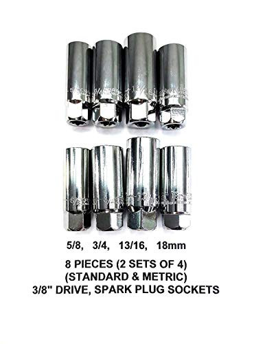 Craftsman (2) 4 Piece SAE Standard & Metric Mm 3/8" Drive Spark Plug Socket Set