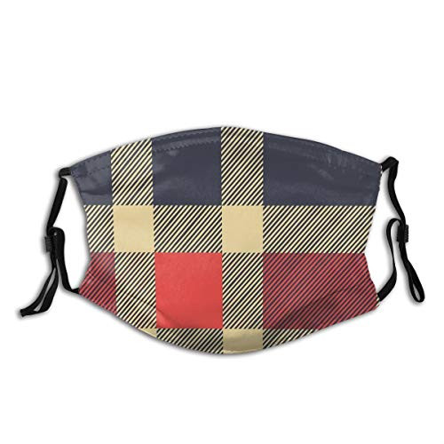 Mens Womens Mouth Scraf Face Field-Vintage Plaid Scottish Tartan Pattern With Retro Display Checks Lines