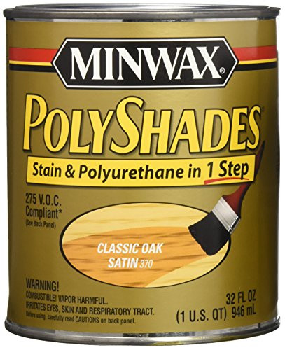 Minwax 619704444 PolyShades - Stain & Polyurethane in 1 Step, quart, Classic Oak, Satin