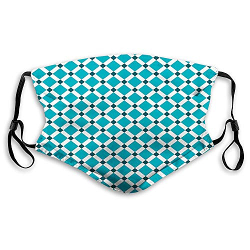 Windproof Activated Carbon mask-Diagonal Check Classical Pattern Intersecting Lines Rhombus Grid Geometric Design-Facial decorations for Unisex adults?12600