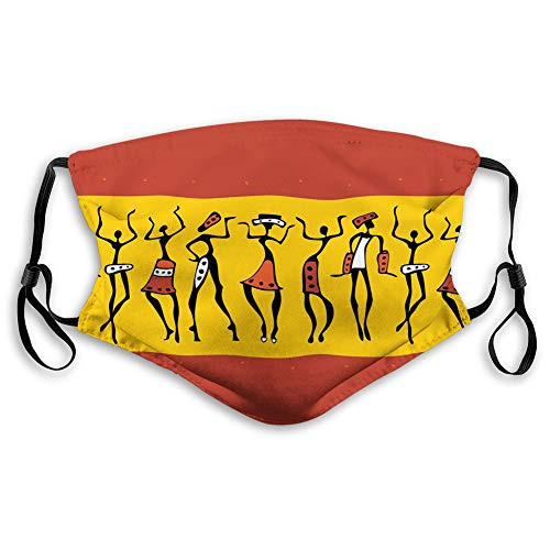 Windproof Activated Carbon mask-Dancing Figures Abstract Tribal Ancient Wall Paint Indigenous Culture-Facial decorations for Unisex adults?12412