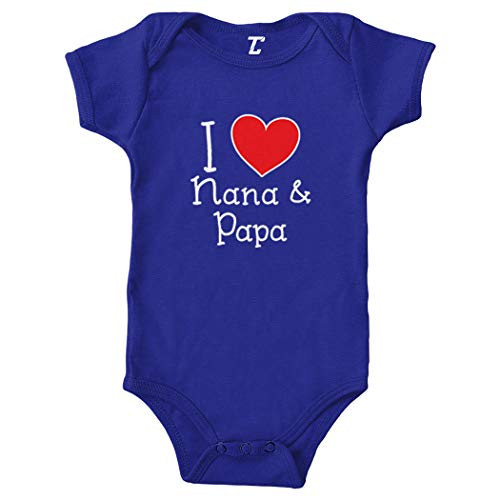I Love My Nana  and  Papa - Heart Cute Bodysuit -Royal Blue- 6 Months- I Love My Nana  and  Papa - Heart Cute Bodysuit -Royal Blue- 6 Months-