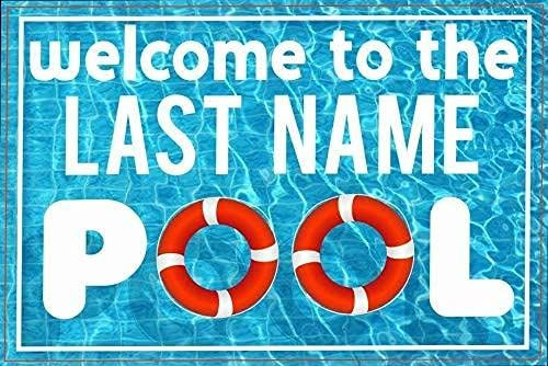 Tvdegse Personalized Welcome to The Last Name Pool Sign Family Home Wall Decor Sign.