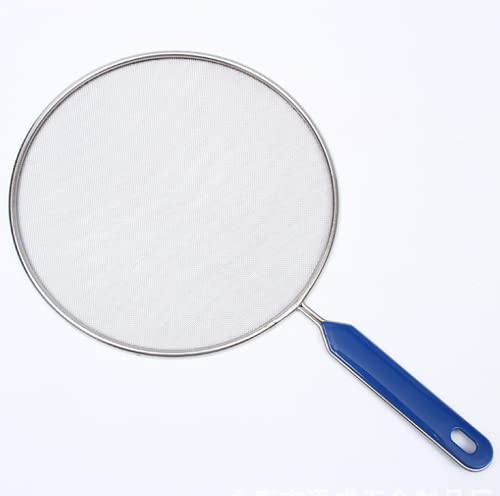 Fzd Sweet Splatter Screen- Stainless Steel Fine Mesh Screens for Frying Pan- Resting Feet- Shield Grease And Oil Splashes- Helps Guard from Cooking And Bacon Splatters- Blue Handle