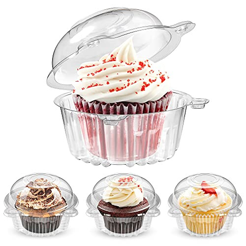 Individual Cupcake Containers- 50 Pack Clear Plastic Single Cupcake Muffin Dome Holders for Sandwich Hamburgers Fruit Salad - Stackable- Individual Cupcake Holders with Lids Individual Cupcake Containers- 50 Pack Clear Plastic Single Cupcake Muffin Dome Holders for Sandwich Hamburgers Fruit Salad - Stackable- Individual Cupcake Holders with Lids